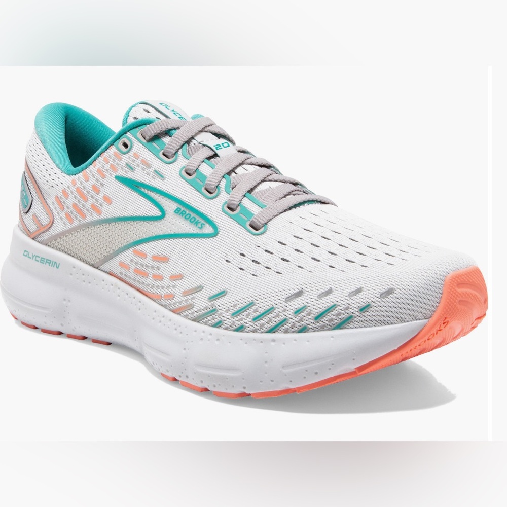 Brooks Glycerin 20~Gray, Coral & Teal Green Athletic Shoes